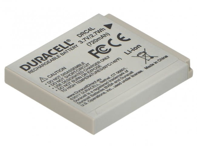 Batteria Duracell DRC4L Per Canon NB-4L - Ricambio Compatibile, 3.7V, 720 MAh - Grigio - 3