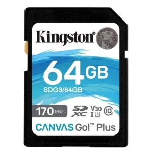 Kingston Canvas Go! | Flash memory card | 64 GB | SDXC UHS-I Memory Card | Speed Class Video Class V30 / UHS-I U3 / Class10