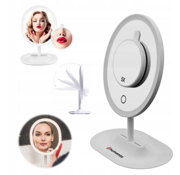 Lusterko do makijażu Humanas HS-ML03 z podświetleniem LED - białe