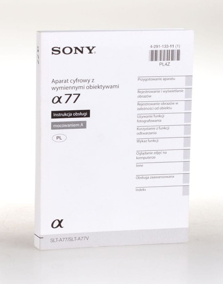 Instrukcja obsługi Sony A77, 264 strony - powystawowa