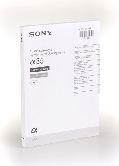 Instrukcja obsługi Sony A35, 206 stron - powystawowa