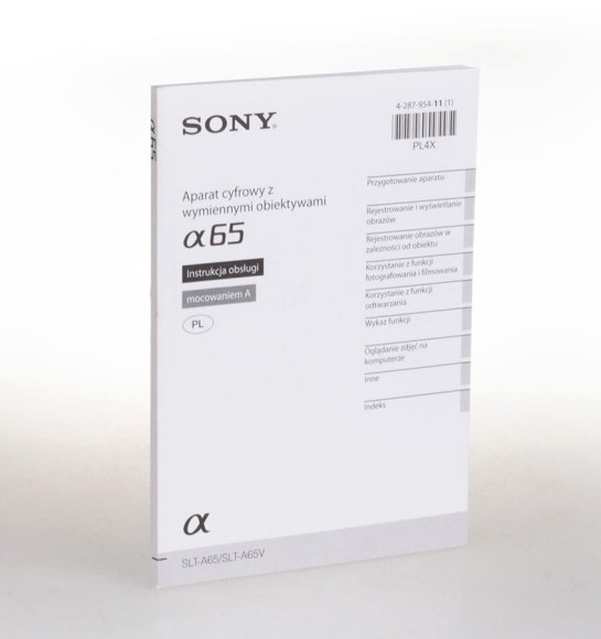 Instrukcja obsługi Sony A65, 94 strony - powystawowa