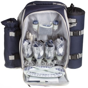 Plecak piknikowy Hama zestaw dla 4 osób, koc, pokrowiec na wino