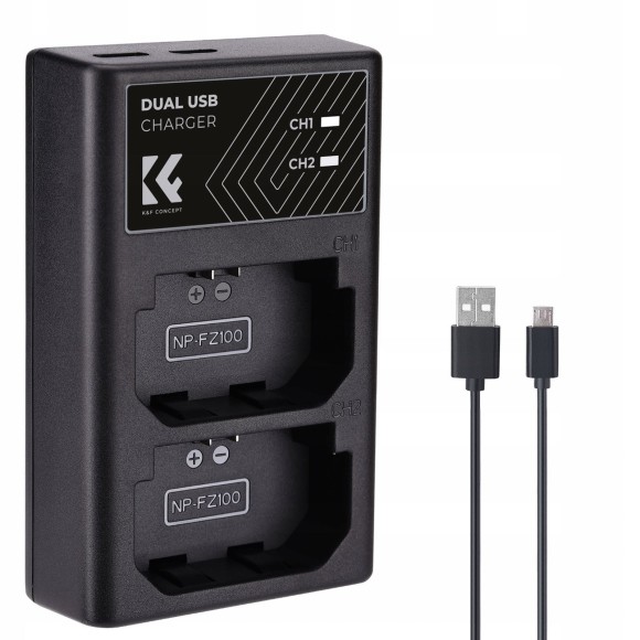 Podwójna Ładowarka USB do NP-FZ100 Sony A7 A7R III A9 II A6600 K&F CONCEPT / KF28.0010