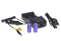 Ładowarka impulsowa 230V z zasilaczem samochodowym 12V + 2x akumulator CR123 1000mAh