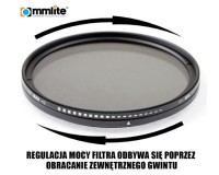 COMMLITE Filtr FADER pełny szary regulowany 52mm ND2-ND400