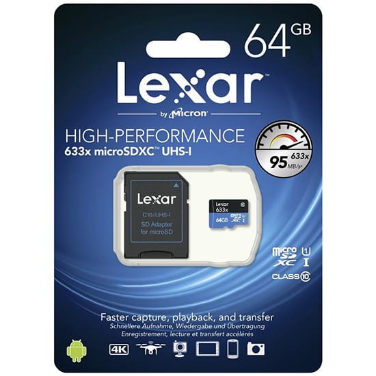 Karta pamięci Lexar 64GB MicroSDXC UHS-I 633x 95MB/s + czytnik SD