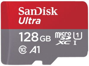 Karta pamięci Sandisk microSDHC 128 GB ULTRA 100MB/s C10, A1 + adapter SD + aplikacja Memory Zone Android