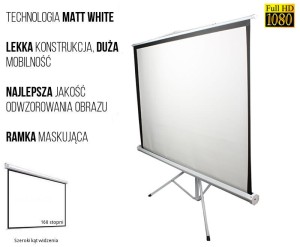 Ekran projekcyjny 200x200cm 4:3 manualny, statywowy