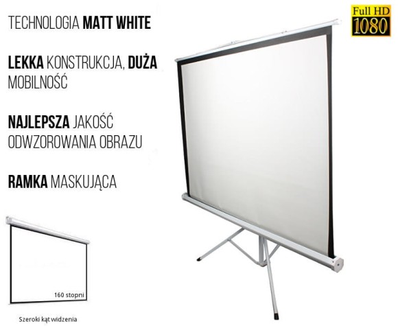 Ekran projekcyjny 200x200cm 4:3 manualny, statywowy