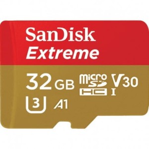 Karta pamięci SanDisk microSDXC 32GB EXTREME 100MB/s A1 C10 V30 UHS-I U3 + adapter SD (doskonała do kamer sportowych) SDSQXAF-032G-GN6AA