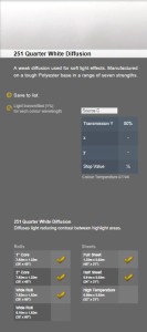 Lee Filters Folia HS 251 Quarter (1/4) White Diffusion arkusz 53x61cm