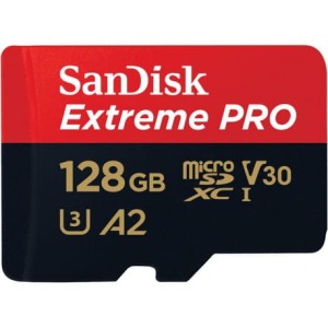 Karta pamięci SanDisk microSDXC Extreme Pro 128GB (170MB/s) V30 UHS-I U3 A2 + adapter SD (SDSQXCY-128G-GN6MA)