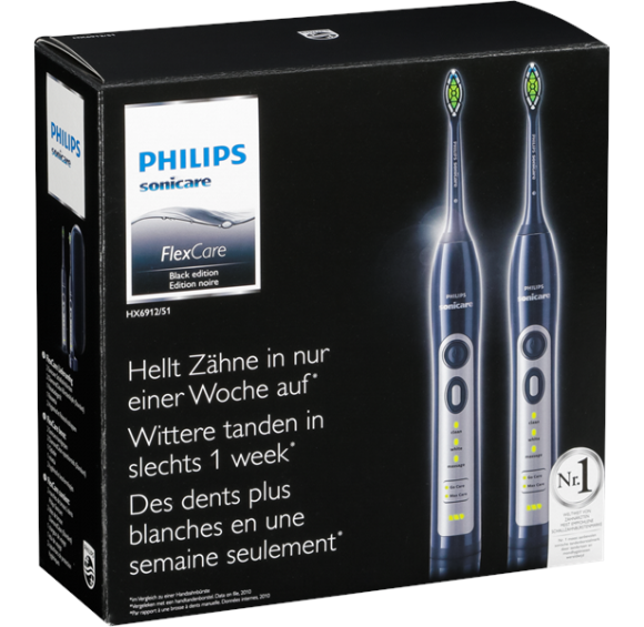 Szczoteczki soniczne 2szt Philips Sonicare FlexCare Black HX6912/51
