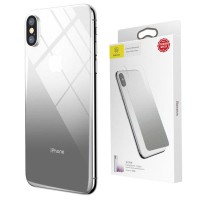 Szkło gradientowe na tył 0.3mm + folia na aparat Baseus do iPhone X / XS (czarne)