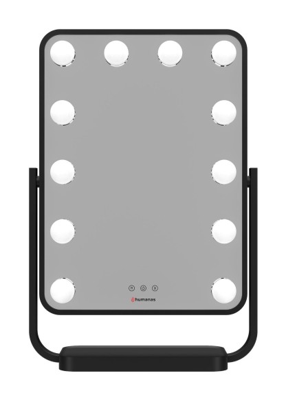 Lustro do makijażu Humanas HS-HM01 z oświetleniem LED - czarne