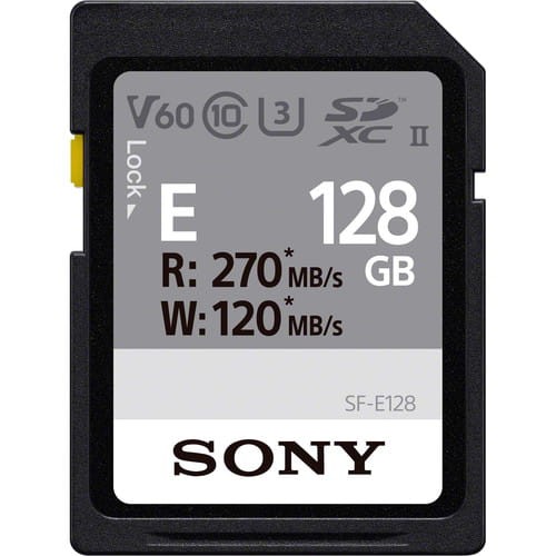 Karta pamięci Sony SDXC UHS-II 128 GB z serii E (U3) R: 270 MB/s W: 120 MB/s SF-E128/T1
