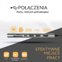 Xtorm Worx Adapter Usb-c Hub 7-in-1 (Pleciony Kabel) Szary