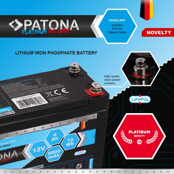 Akumulator Patona Platinum LiFePO4 12V 6Ah 72Wh 6.000mAh
