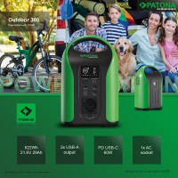 PATONA Premium Przenośna stacja zasilania 300W 283Wh + Rozkładany Panel Solarny 100W z wyjściem DC