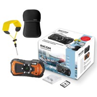 ZESTAW Aparat RICOH WG-80 + karta + etui + ściereczka Pomarańczowy