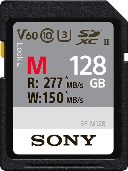 Karta pamięci Sony SD SDHC UHS-II 128 GB z serii M (U3) R: 277 MB/s W: 150 MB/s 