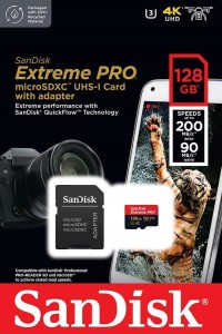 Karta pamięci SanDisk SDSQXCD-128G-GN6MA - karta Extreme PRO microSDXC 128GB, V30, UHS-I, R200/W90