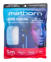 Kabel Mathorn MTC-501 5M 10Gbps 60W USB A-C90 Arcticblue