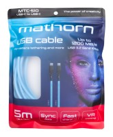 Kabel Mathorn MTC-510 5M 10Gbps 60W USB C-C Arcticblue 