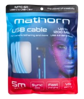Kabel Mathorn MTC-511 5M 10Gbps 60W USB C-C 90 Arcticblue 