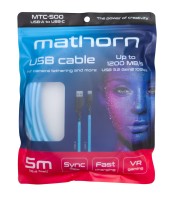 Kabel Mathorn MTC-500 5M 10Gbps 60W USB A-C Arcticblue 
