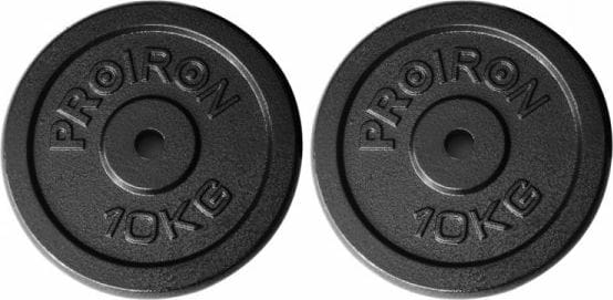 Proiron Zestaw obciążników 2 x 10 kg, czarny, lity żeliwny 25mm otwór