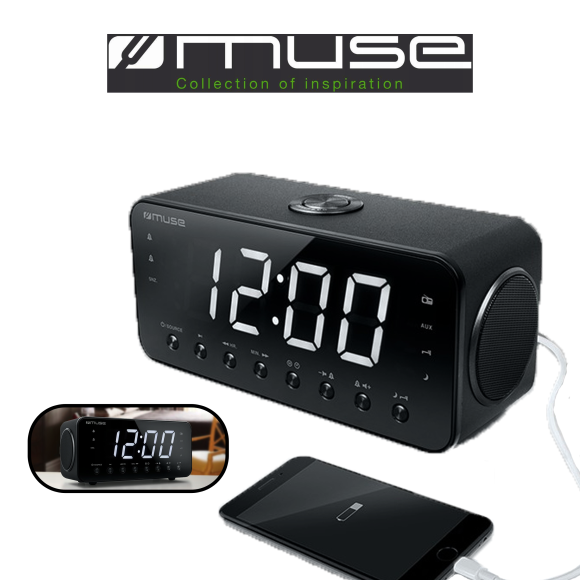Radiobudzik Radio PLL FM podwójny Alarm brzęczek AUX USB MUSE M-192 CR