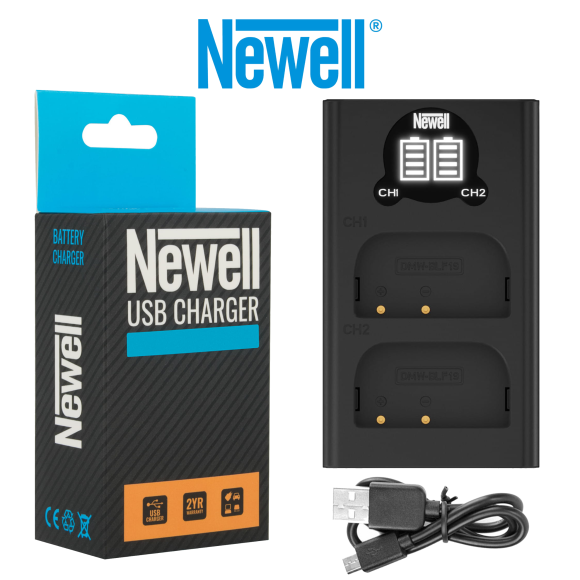 Ładowarka dwukanałowa Newell DL-USB-C do akumulatorów DMW-BLF19 do Panasonic