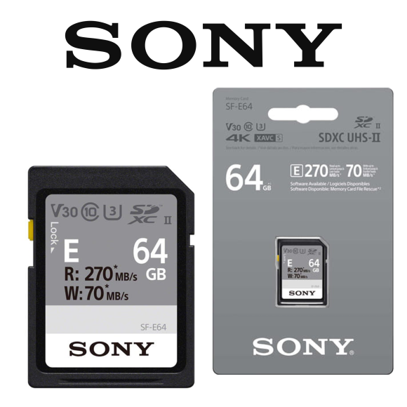  Karta pamięci Sony SDXC UHS-II 64 GB z serii E (U3) R: 270 MB/s W: 70 MB/s  SF-E64/T1