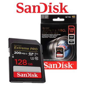Karta pamięci Sandisk SDXC 128GB Extreme Pro 200/90MB/s V30 UHS-I U3 4K (SDSDXXD-128G-GN4IN)